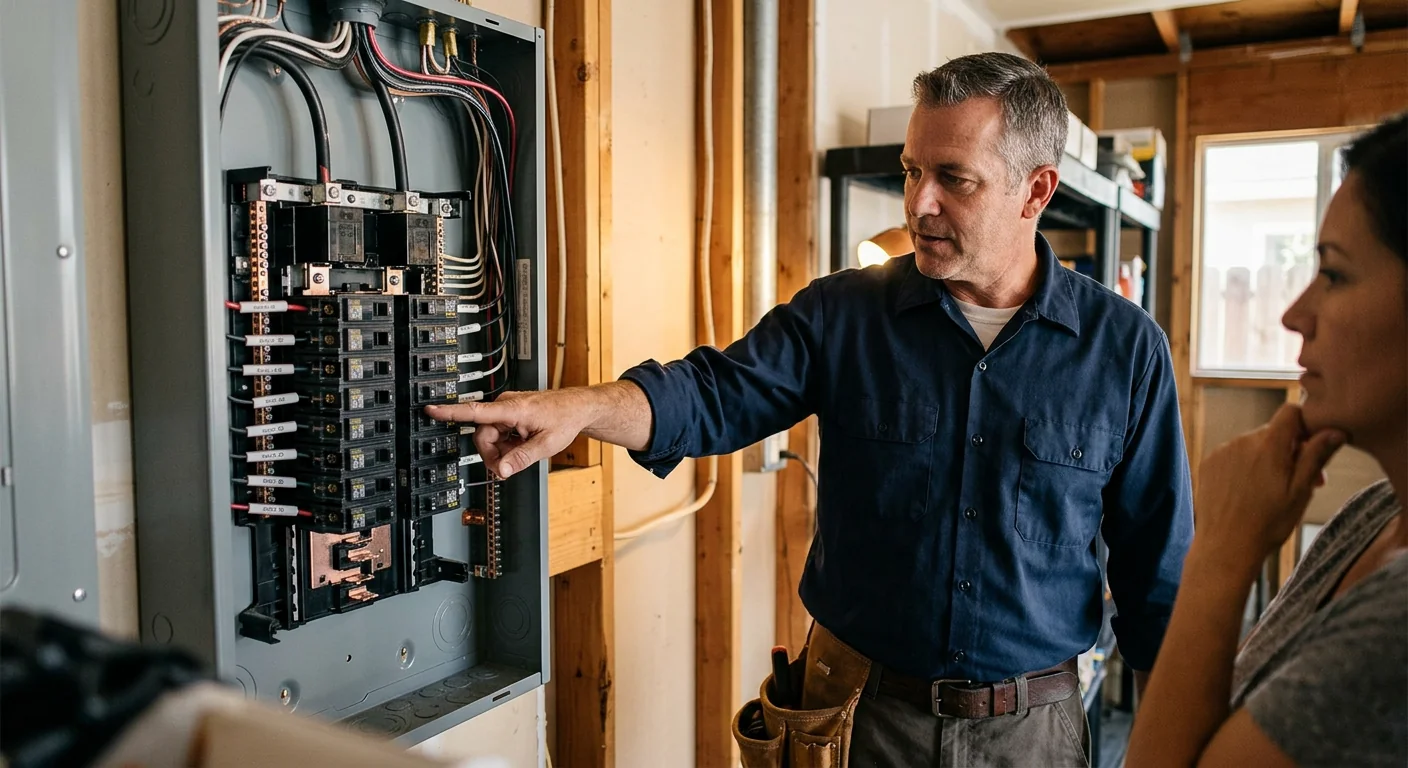 Organized breaker layout inside a completed residential panel upgrade in Highland