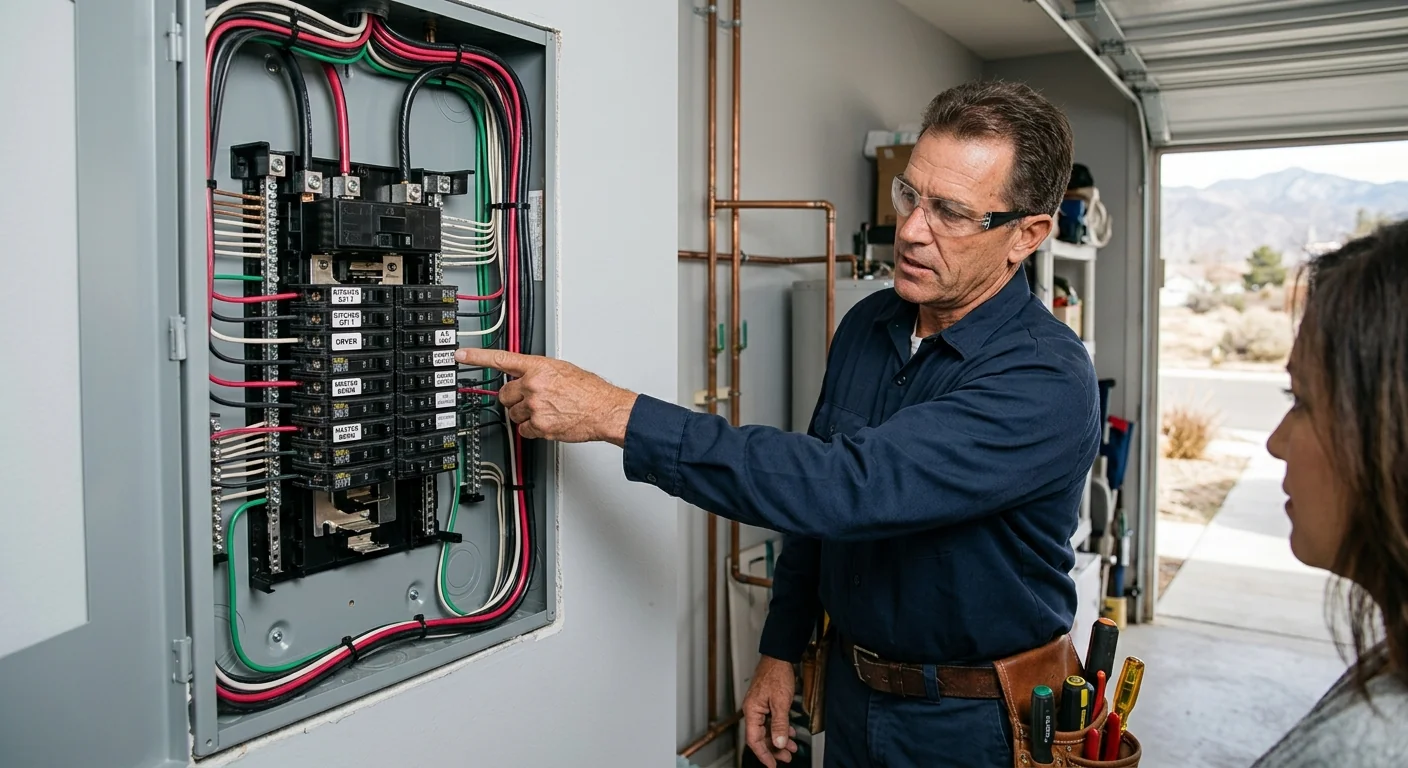 Labeled circuit breakers and tidy conductors inside an upgraded electrical panel